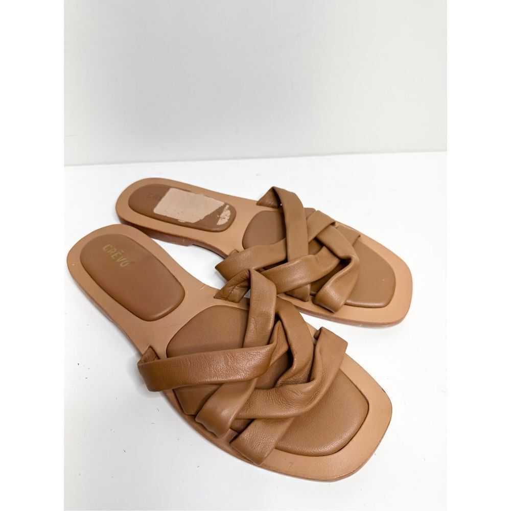 Crevo Sandals Womens Size 8.5 Brown Leather Slip On Slides - Picture 2 of 8